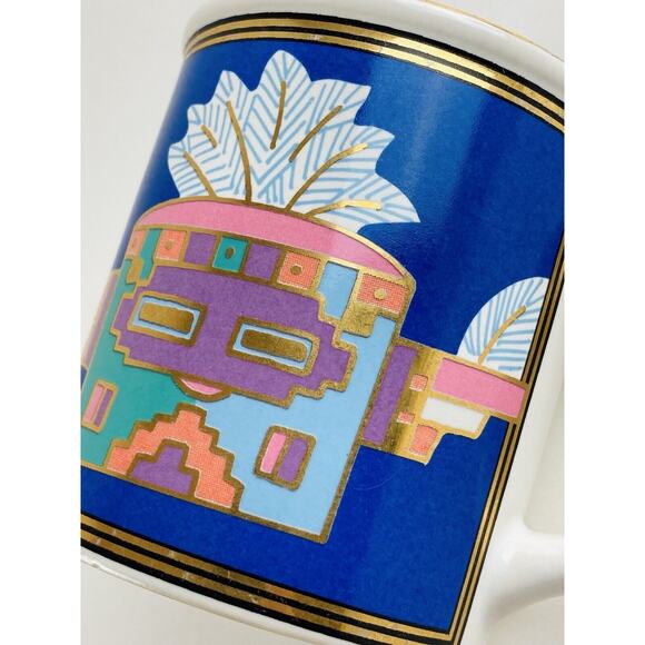Vintage Southwest Kachina Coffee Mug Cup Native American Gold Gilt Tribal Arizon - Picture 3 of 13